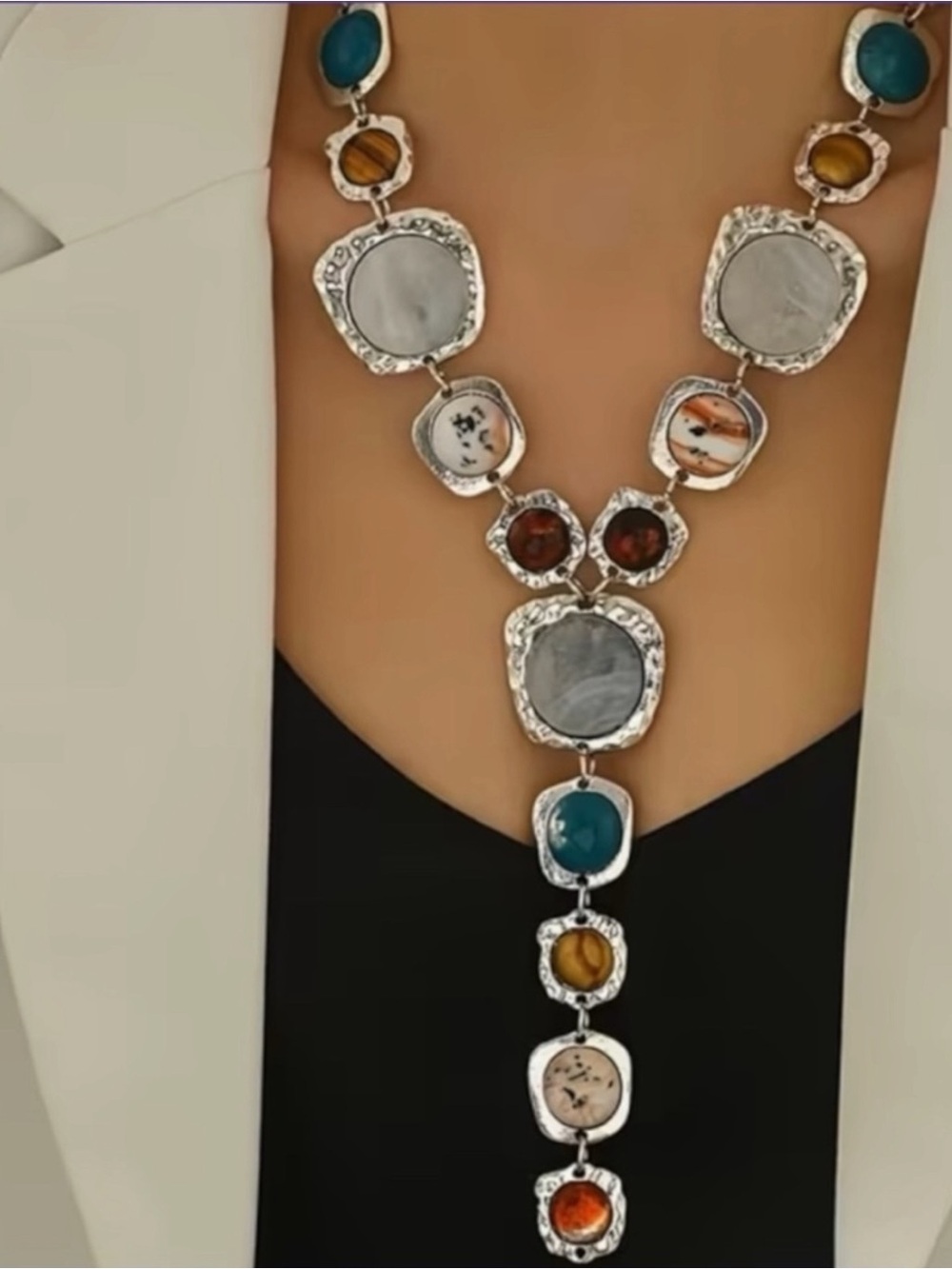 Bohemian Vintage Style Long Multi-Stone Y-Necklace New